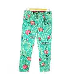 エトロ ETRO Neiman Marcus デニムパンツ ジーンズ テーパード ストレッチ ペイズリー柄 総柄 ロゴプレート 大きいサイズ 29 緑 グリーン /AO2 ■GY99のサムネイル