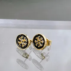 【TORY BURCH】トリーバーチ スタッドピアス ロゴ入り ダブルTロゴ ブラック ゴールド ラウンド レディースのサムネイル