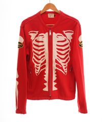 VANSON スカル ボーン スウェットライダースジャケット Lサイズ レッド