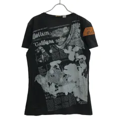 John Galliano ジョンガリアーノ グラフィックプリントVネックTシャツ AUL722S ブラック Mのサムネイル
