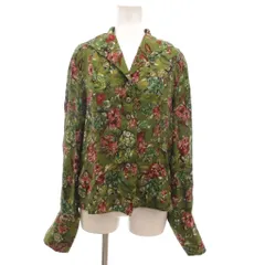 ニナリッチ NINA RICCI カジュアルシャツ 長袖 花柄 Vネック 絹 44 緑 グリーン アパレル /KR ■ECA001のサムネイル
