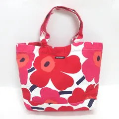 g■マリメッコ/marimekko トートバッグ/キャンバス地■赤/LADIES/24【中古】■