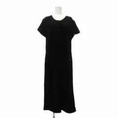 ソニアリキエル SONIA RYKIEL ワンピース L 黒 ブラック ベロア 半袖 ラウンドネック 前ボタン ロング丈 /PP ■ECC003のサムネイル