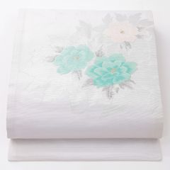 カナちゃん様専用 R8SK692 九寸名古屋帯 紗 夏帯 草花 銀糸 お太鼓柄