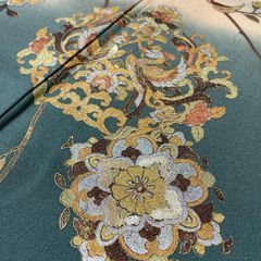 未使用】京友禅 柿しぶ染 未使用 保管品 正絹風 袷着物 花更紗 - メルカリ