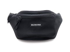 BALENCIAGA ウィール ベルト バッグ ブラック キャンバス ロゴ入り