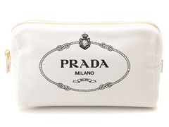 PRADA キャンバス×サフィアーノ ポーチ ホワイト RFID反応あり - メルカリ
