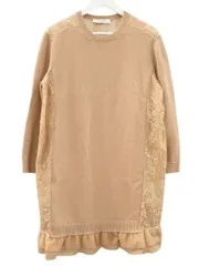 ヴァレンティノ ヴァレンチノ  VALENTINO レース 切替 ニット チュニック ワンピース L ピンクベージュ ウール カシミヤ 長袖のサムネイル