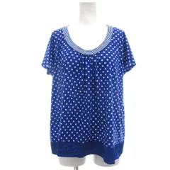 スナオクワハラ sunao kuwahara 美品 Tシャツ カットソー M 青 ブルー ドット柄 ラウンドネック サテン切替 半袖 /KB ■ECF003のサムネイル