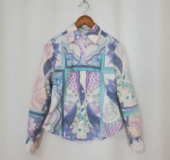 美品 エトロ ETRO イタリア製 シルク100% 長袖シャツ ライトグリーン