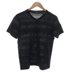 ブラックレーベル BLACK LABEL Tシャツ M 紺 ネイビー Vネック ストライプ柄 半袖 ECG003 /KR ■ECG003のサムネイル
