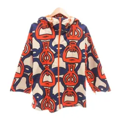 エルメス HERMES 極美品 23SS 鐙の幻想 フーデッドジップアップジャケット パーカー ブルゾン 総柄 3E0252DV 34 XS 白 オレンジ 青 ブルー ホワイトのサムネイル