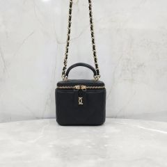 美品 CHANEL シャネル ヴァニティ ハンドル チェーンバッグ ブラック
