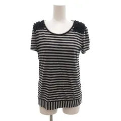 グリーンレーベルリラクシング ユナイテッドアローズ green label relaxing カットソー Tシャツ 半袖 40 グレー ボーダー柄 レース装飾 紺 ネイビー /KR ■GY06