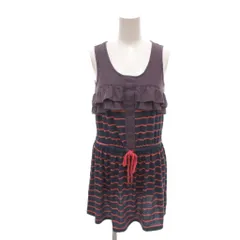 ジルスチュアート JILL STUART 美品 ワンピース FR 青 ブルー ピンク ノースリーブ ミドル丈 ストライプ柄 フリル 125-162064 /HW ■GY06