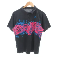 ナイキ エスビー NIKE SB 美品 ポロシャツ M 黒 ブラック 半袖 グラフィックプリント /SJ ■GY06のサムネイル