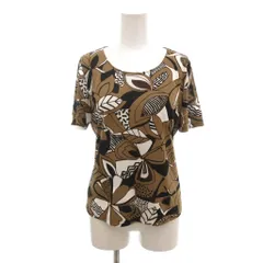 ハナエモリ HANAE MORI カットソー Tシャツ M 茶 ブラウン リーフ柄 ラウンドネック 半袖 /NL ■GY06のサムネイル