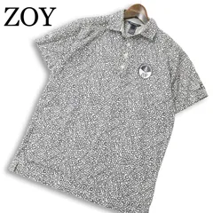ZOY ゾーイ ゴルフ 春夏★ 半袖 鹿の子 レオパード 総柄 ポロシャツ 日本製 Sz.2 メンズ 灰 グレーのサムネイル