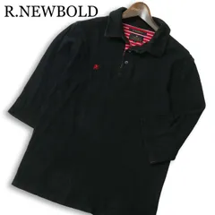 R.NEWBOLD ポールスミス 春夏★ 七分袖 ロゴ刺繍 ボーダー ポロシャツ Sz.M メンズ 黒のサムネイル