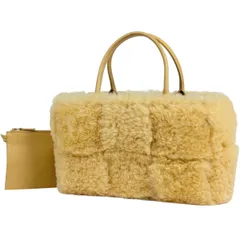 ボッテガヴェネタ BOTTEGAVENETA スモール アルコ トートバッグ イントレチャート トートバッグ ムートン イエロー レディース 【中古】のサムネイル