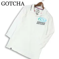 GOTCHA ガッチャ 春夏★ ビッグ ロゴ 七分袖 鹿の子 バック プリント ポロシャツ Sz.L メンズ 白 サーフのサムネイル
