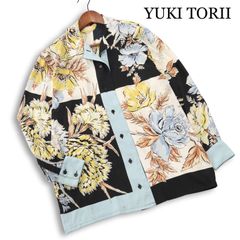 美品】 ユキトリイ 花柄ベロア シースルー レース ブラウス 花柄 