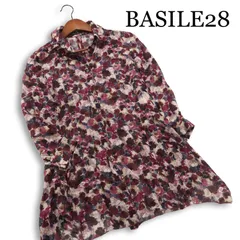BASILE28 バジーレ28 春夏★ シルク 長袖 シフォン 花柄 総柄 ブラウス チュニック 日本製 Sz.40 レディースのサムネイル
