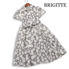 BRIGITTE ブリジット 春夏★ ジャガード ギンガム チェック 花柄 ロング シャツ ワンピース 日本製 Sz.38 レディースのサムネイル