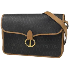 クリスチャンディオール Christian Dior ハニカム柄 ショルダーバッグ コーティングキャンバス ブラック ベージュ レディース 【中古】