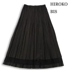 HIROKO BIS ヒロコビス ヒロココシノ 春夏★ 切替 シースルー メッシュ ロング プリーツ スカート Sz.F レディース 黒のサムネイル