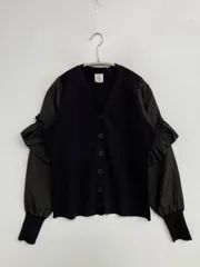 C カーディガン/ボレロ 36/S ブラック ニット 無地 フリル ショート丈 長袖 レディース