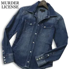 MURDER LICENSE マーダーライセンス 通年★ 長袖 USED加工 ストレッチ スリム ウエスタン デニム シャツ Sz.44 メンズのサムネイル
