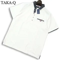 【新品 未使用】 TAKA:Q タカキュー 春夏★ 吸水速乾 半袖 鹿の子 切替 ポロシャツ 大きいサイズ Sz.XL メンズ 白のサムネイル