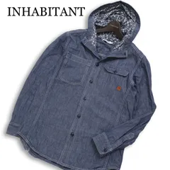 INHABITANT インハビタント 通年★ 長袖 フーディー シャンブレー ロゴ刺繍 デニム シャツ パーカー Sz.XS メンズのサムネイル