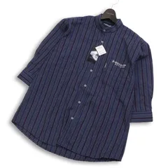 【新品 未使用】 DUNLOP ダンロップ ゴルフ 七分袖 シアサッカー ストライプ ロゴ刺繍 バンドカラー シャツ Sz.L メンズのサムネイル