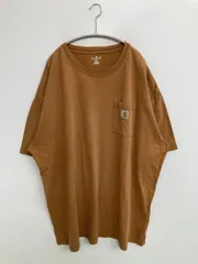 Carhartt カーハート Tシャツ/カットソー 3XL ブラウン 無地 ワンポイント ブランドロゴ ミドル丈 半袖 クルーネック(丸首) メンズ