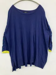 Paul Smith ポールスミス ニット/セーター M ネイビー コットン 無地 ボーダー柄 ミドル丈 半端袖 ボートネック レディース