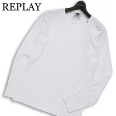 未使用★ REPLAY リプレイ 通年★ R刺繍 長袖 カットオフ ロンTシャツ カットソー Sz.S メンズ 白のサムネイル