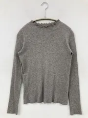 UNIQLO ユニクロ ニット/セーター M グレー 無地 ミドル丈 長袖 タートルネック/ハイネック レディース