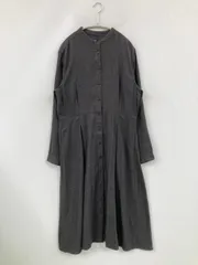 UNIQLO ユニクロ シャツワンピース L グレー コットン 無地 長袖 ロング・マキシ丈 レディース