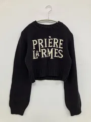 Heather ヘザー ニット/セーター F ブラック コットン ブランドロゴ ニット 刺繍 ショート丈 長袖 クルーネック(丸首) レディース