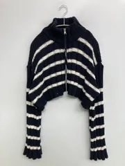 ZARA ザラ ニット/セーター M ブラック ウール・ニット ニット ボーダー柄 ショート丈 ミドル丈 長袖 タートルネック/ハイネック レディース