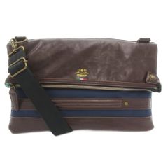 BALLY バリー 本革 メッセンジャーバッグ 黒 こげ茶 ストライプ