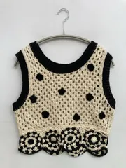 ZARA ザラ ベスト USA S アイボリー 花柄・ボタニカル柄 刺繍 レディース