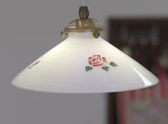 3360:天井吊り下げ傘型シェード マニー ミルクステンシルローズ 新品