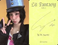 【中古】コレクションカード(女性) TWICE/チェヨン(CHAEYOUNG)/裏面黄緑・印刷サイン・メッセージ入り/CD「LIL FANTASY vol.1」(Glimmer ver. / Murmur ver.)封入フォトカード
