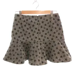 レッド ヴァレンティノ RED VALENTINO ミニフレアスカート 星柄 フリルヘム 38 白 ホワイト 黒 ブラック /YJ ■GY06のサムネイル
