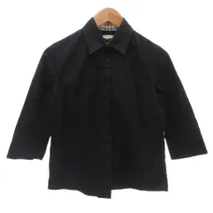バーバリー ロンドン BURBERRY LONDON カジュアルシャツ S 黒 ブラック 襟チェック柄レギュラーカラー 七分袖 無地 /KR ■GY06のサムネイル