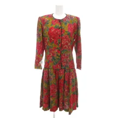 ウンガロ UNGARO 美品 ビンテージ ワンピース ボタンアップ 花柄 ひざ丈 7 赤 レッド /SJ ■GY06のサムネイル