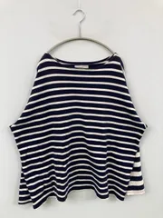 B:MING ビーミング Tシャツ/カットソー XL ネイビー ボーダー柄 ミドル丈 長袖 ボートネック レディース